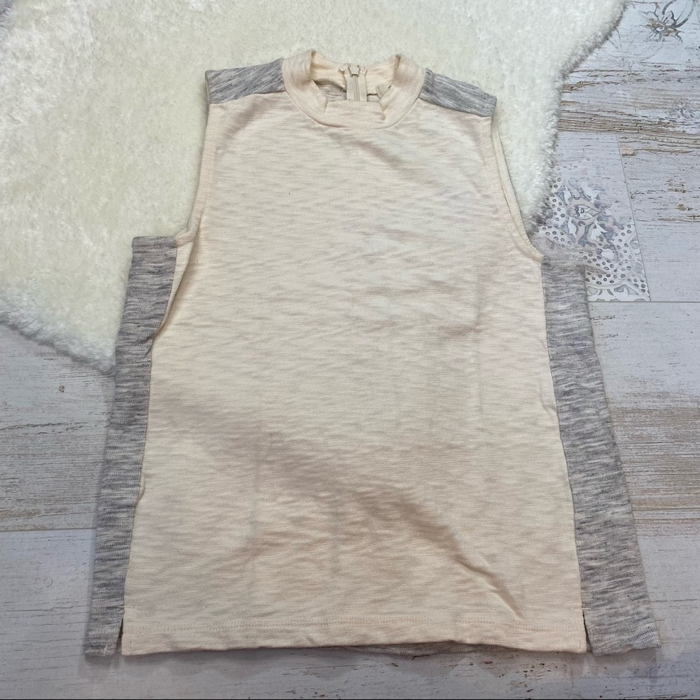 Madewell Cream and Grey Sleeveless Top